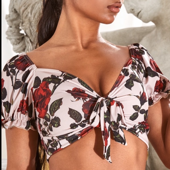 PLT Tie Front Crop Top - Picture 2 of 4